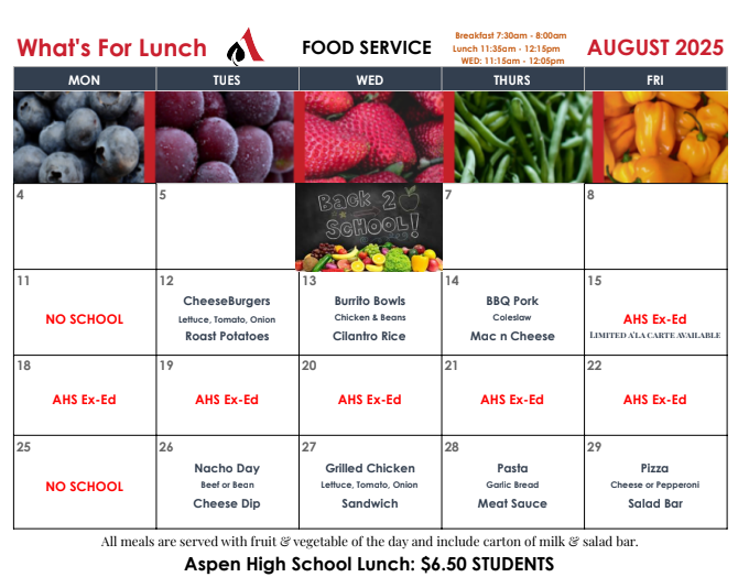 AHS Lunch Menu